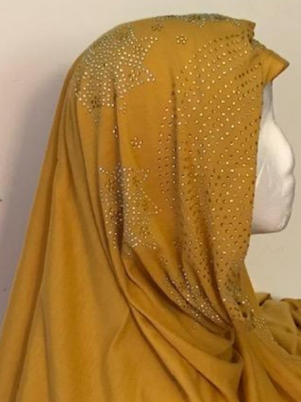 Women's Golden Tan Rhinestone Fashion Jersey Scarf 28 x 70 Headwrap  Hijab